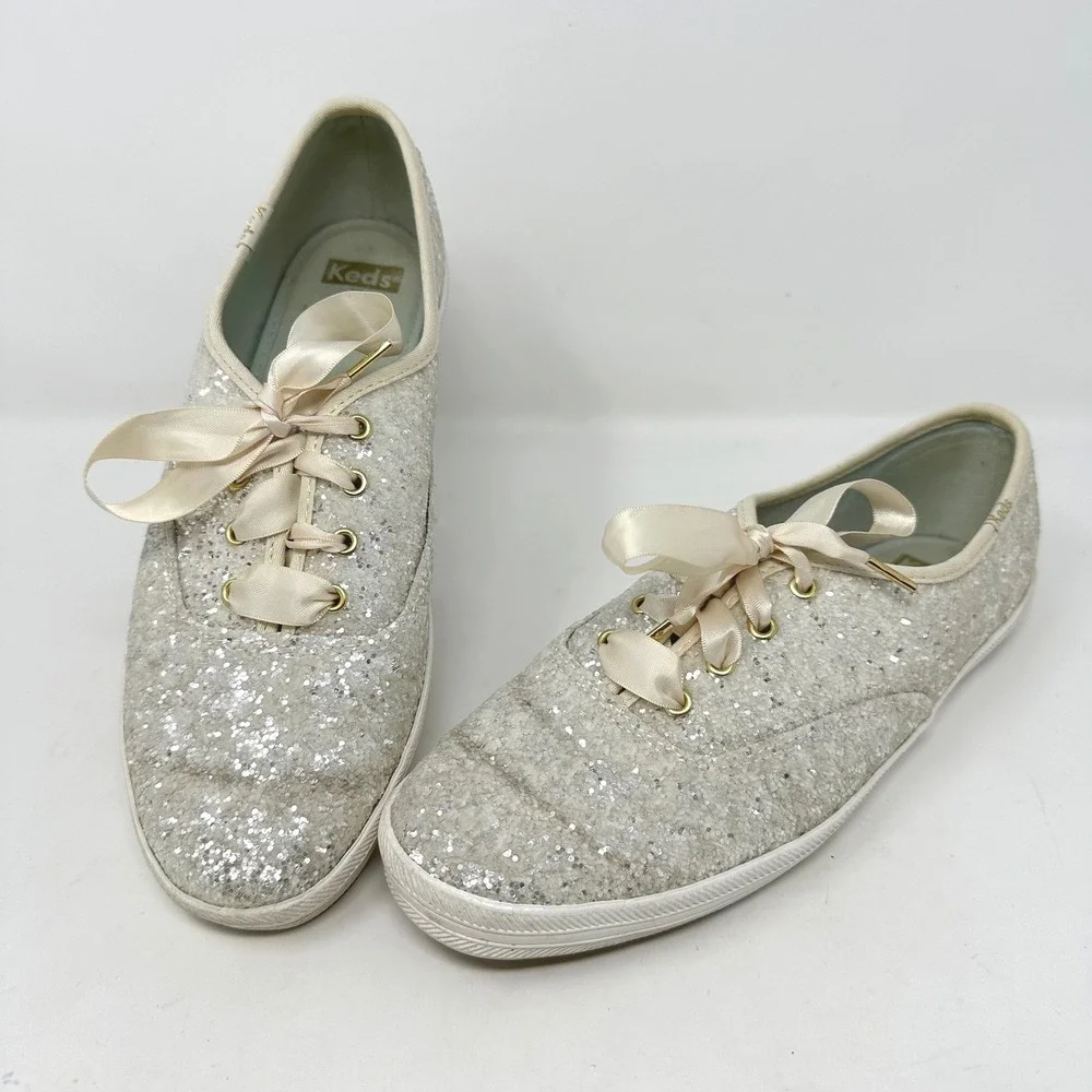 Keds x Kate Spade Glitter Wedding Sneakers Ivory Size 8